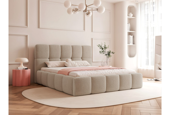 Polsterbett Bouclé CALME – Design Bett 180x200, 160x200