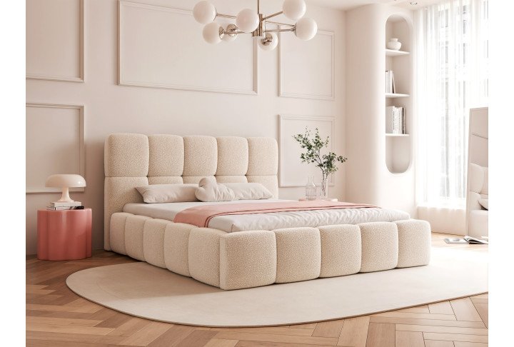 Polsterbett Bouclé CALME – Design Bett 180x200, 160x200