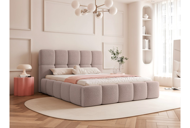 Polsterbett Bouclé CALME – Design Bett 180x200, 160x200