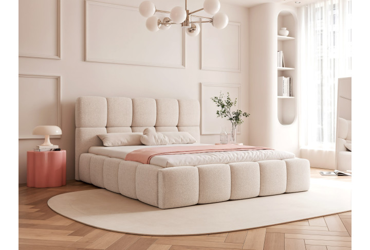 Polsterbett Bouclé CALME – Design Bett 180x200, 160x200