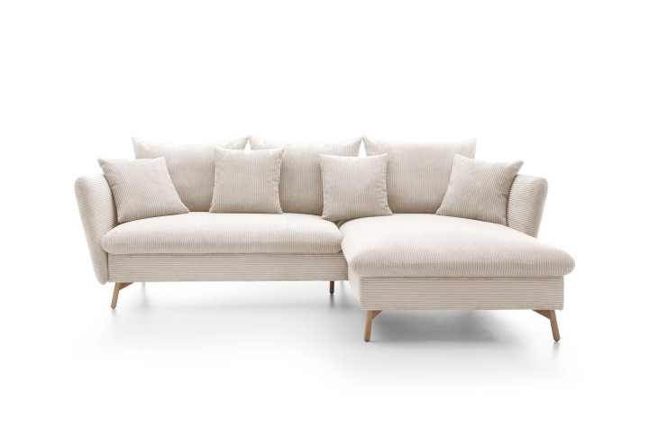 Ecksofa LUNA Cord Beige mit Schlaffunktion | Goldstoff24