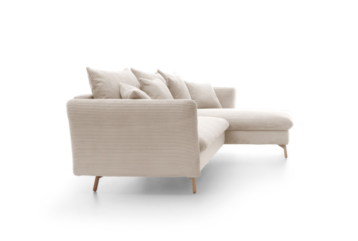 Ecksofa LUNA Cord Beige mit Schlaffunktion | Goldstoff24