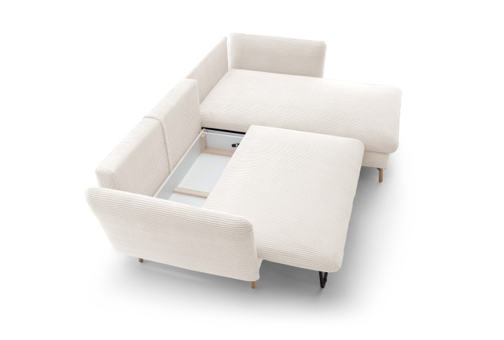 Ecksofa LUNA Cord Beige mit Schlaffunktion | Goldstoff24