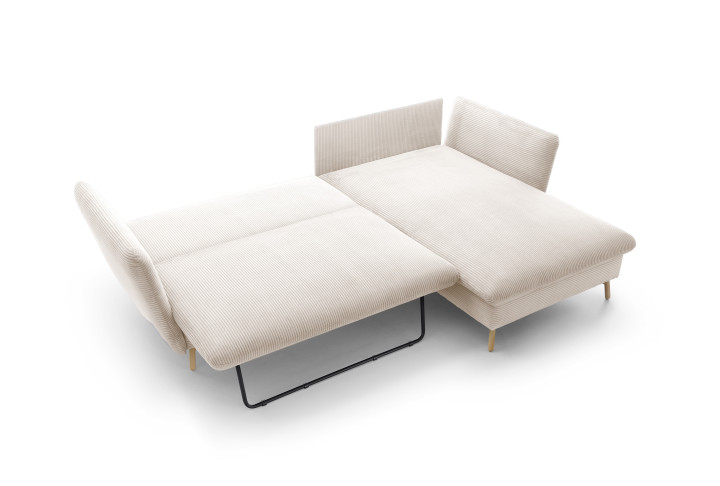 Ecksofa LUNA Cord Beige mit Schlaffunktion | Goldstoff24