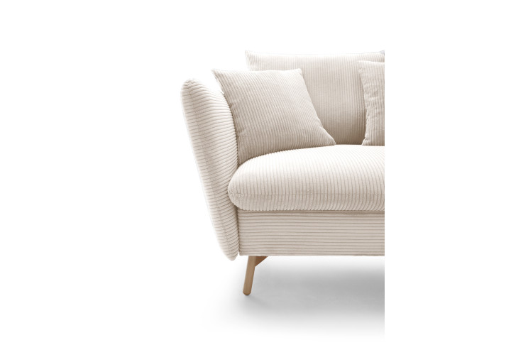 Ecksofa LUNA Cord Beige mit Schlaffunktion | Goldstoff24