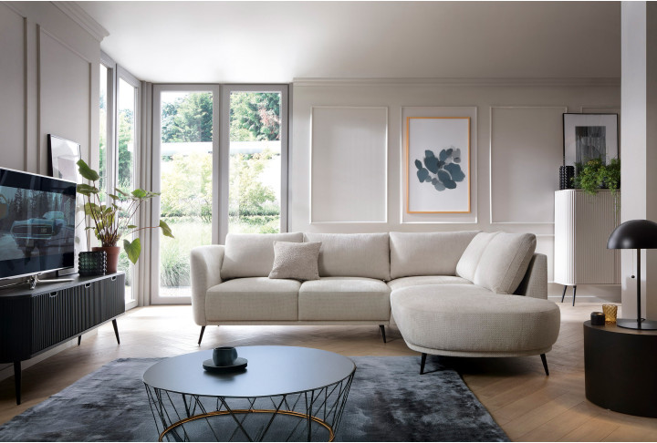 Ecksofa L-Form AURORA Beige mit Schlaffunktion & Bettkasten