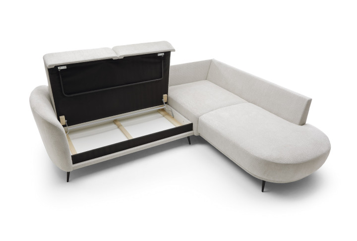 Ecksofa L-Form AURORA Beige mit Schlaffunktion & Bettkasten