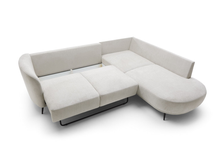Ecksofa L-Form AURORA Beige mit Schlaffunktion & Bettkasten