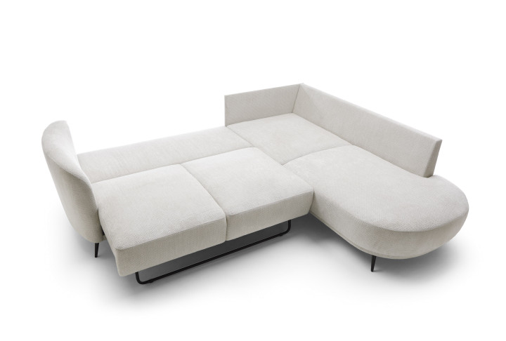 Ecksofa L-Form AURORA Beige mit Schlaffunktion & Bettkasten