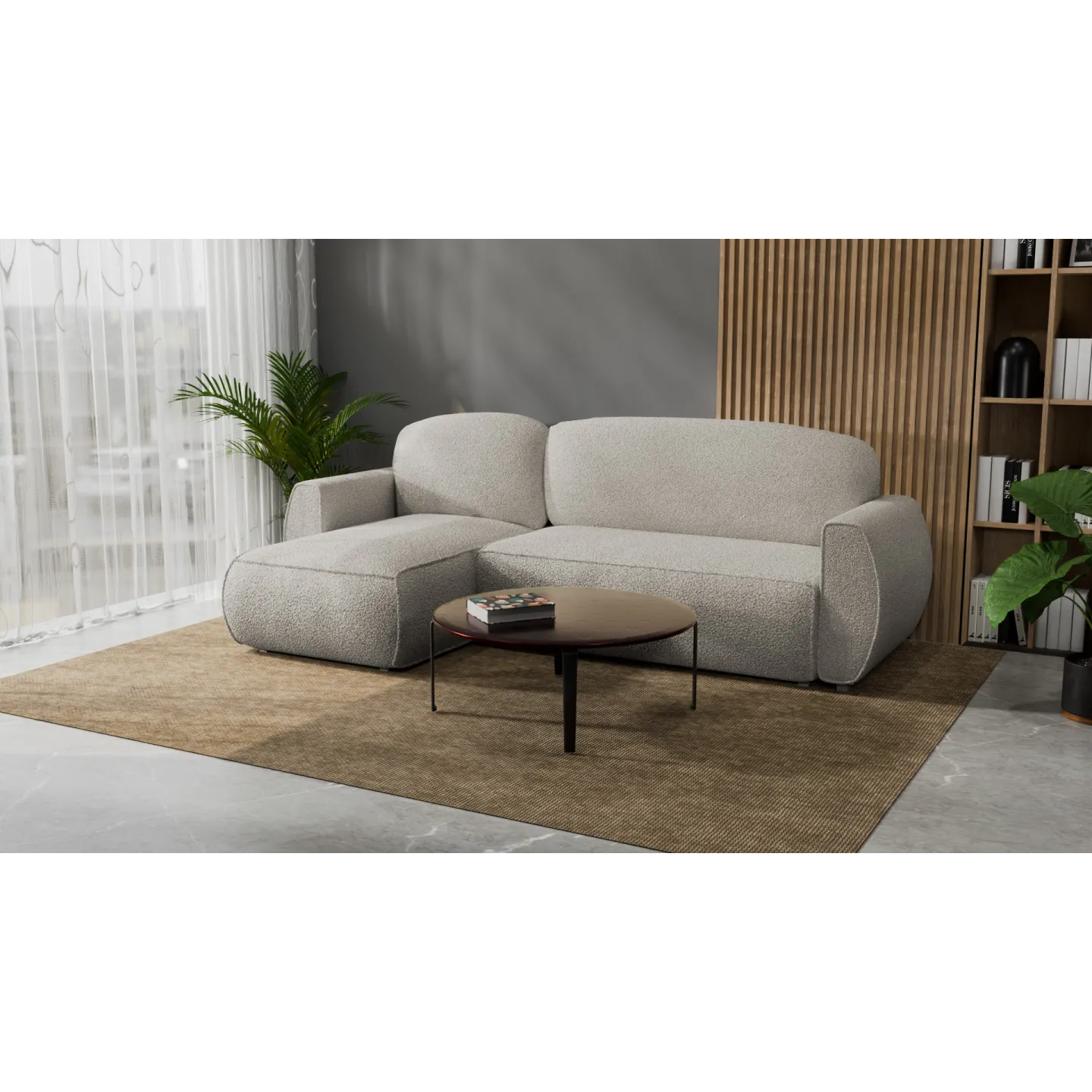 Ecksofa mit Schlaffunktion BERLIN, L-Form Bouclé