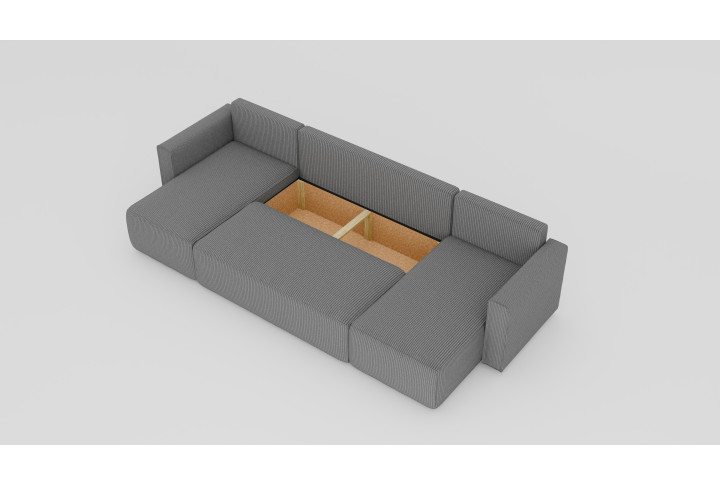 Cord-Ecksofa FIGO U-Form mit Schlaffunktion