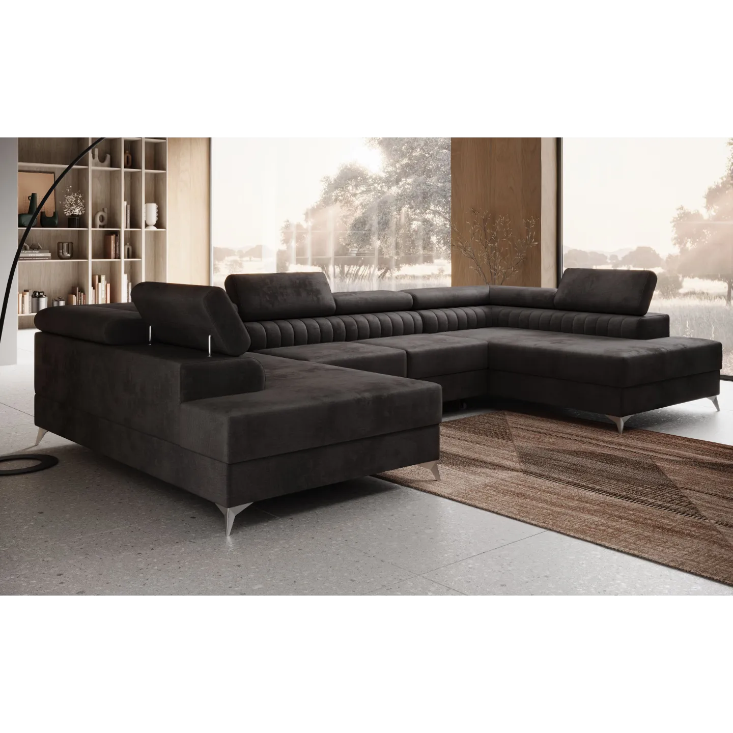Schlafsofa U-Form PRATO mit Bettkasten & Schlaffunktion