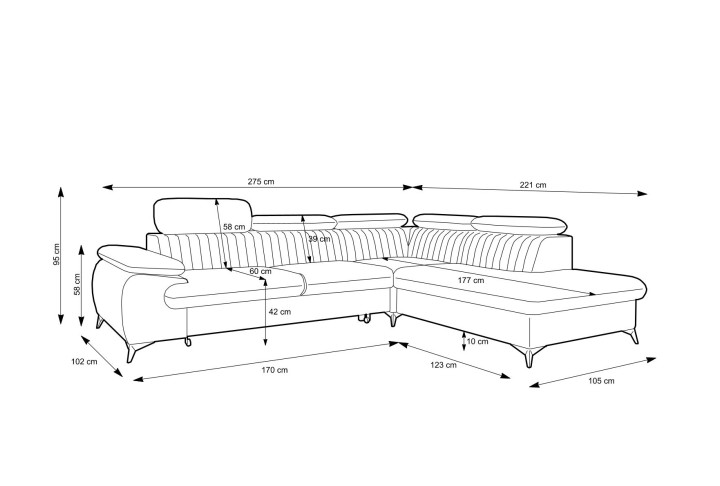Ecksofa Ving – modernes Ecksofa mit Schlaffunktion und Stauraum