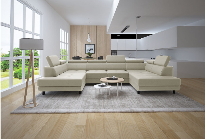 Schlafsofa U-Form LUNA mit Bettkasten | Goldstoff24