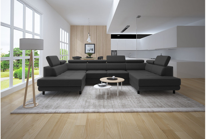 Schlafsofa U-Form LUNA mit Bettkasten | Goldstoff24