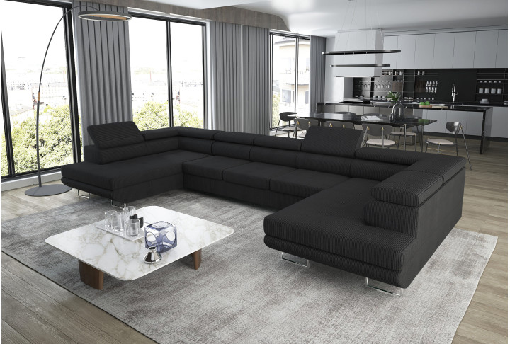 Schlafsofa U-Form ASTON | Mit Schlaffunktion & Bettkasten