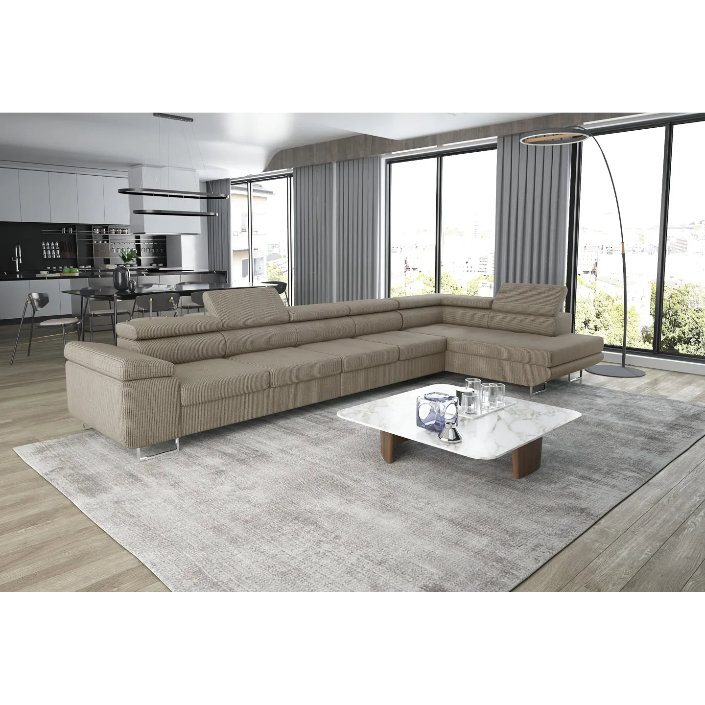 Ecksofa ASTON MAXI U-Form mit Schlaffunktion | Goldstoff24