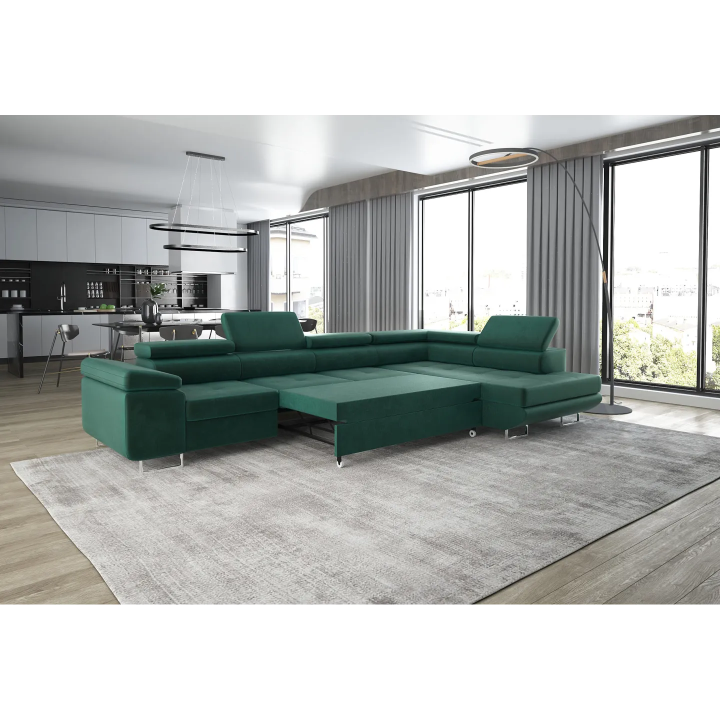 Ecksofa ASTON LONG mit Schlaffunktion & Relax | Goldstoff24