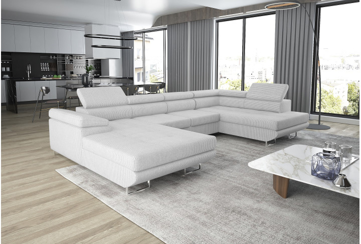 Schlafsofa mit Bettkasten GRENADA Cord U-Form | Goldstoff24