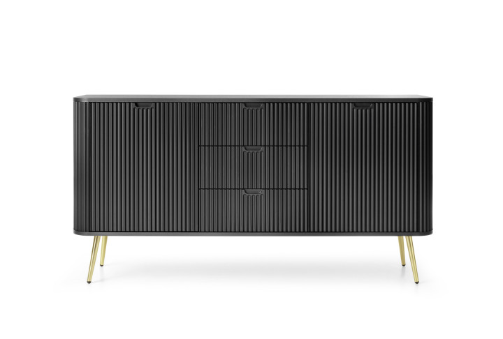 ZOVA Kommode Rillenfront 168cm | Gold & Schwarz | Goldstoff24