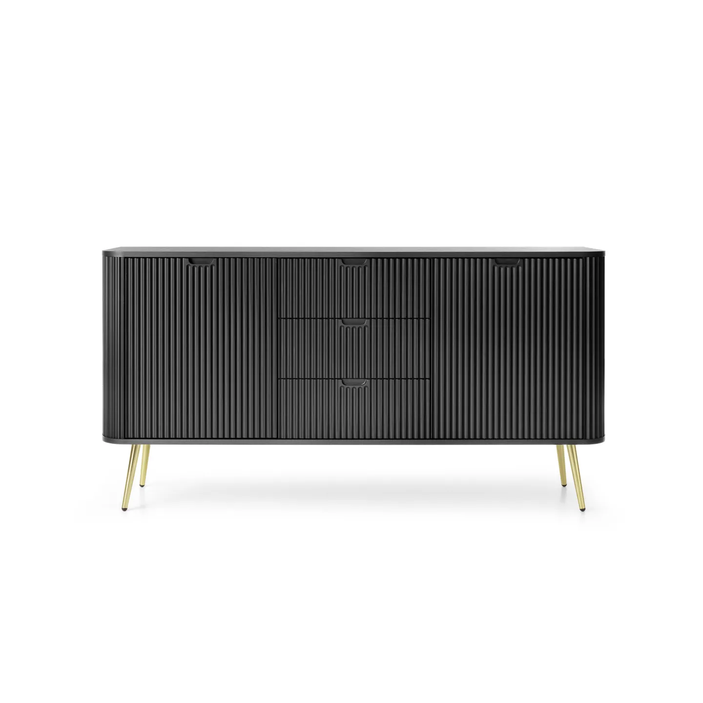 ZOVA Kommode Rillenfront 168cm | Gold & Schwarz | Goldstoff24