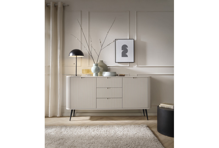 ZOVA Kommode Rillenfront 168cm | Gold & Schwarz | Goldstoff24