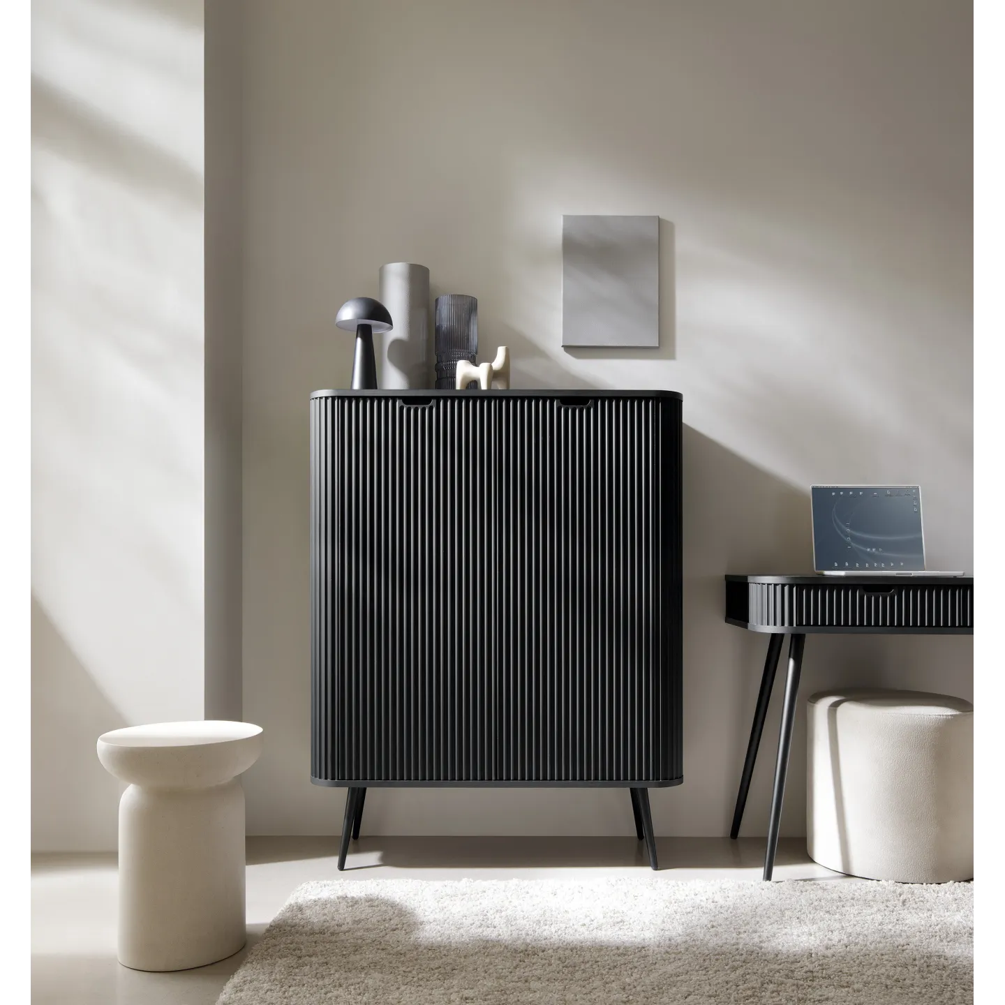 Kommode CAFFE 103cm gefräste Fronten Kaschmir/Gold/Schwarz