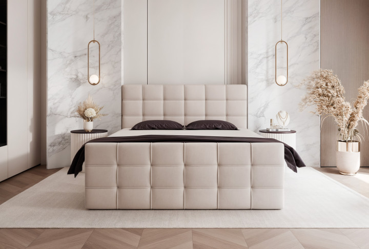 Boxspringbett SERENO mit Stauraum und hohem Kopfteil
