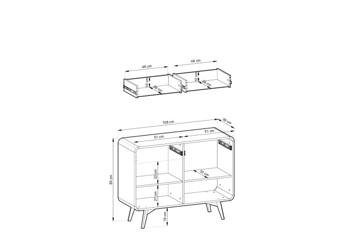 Sideboard HELION Eiche Hell | Skandi Kommode