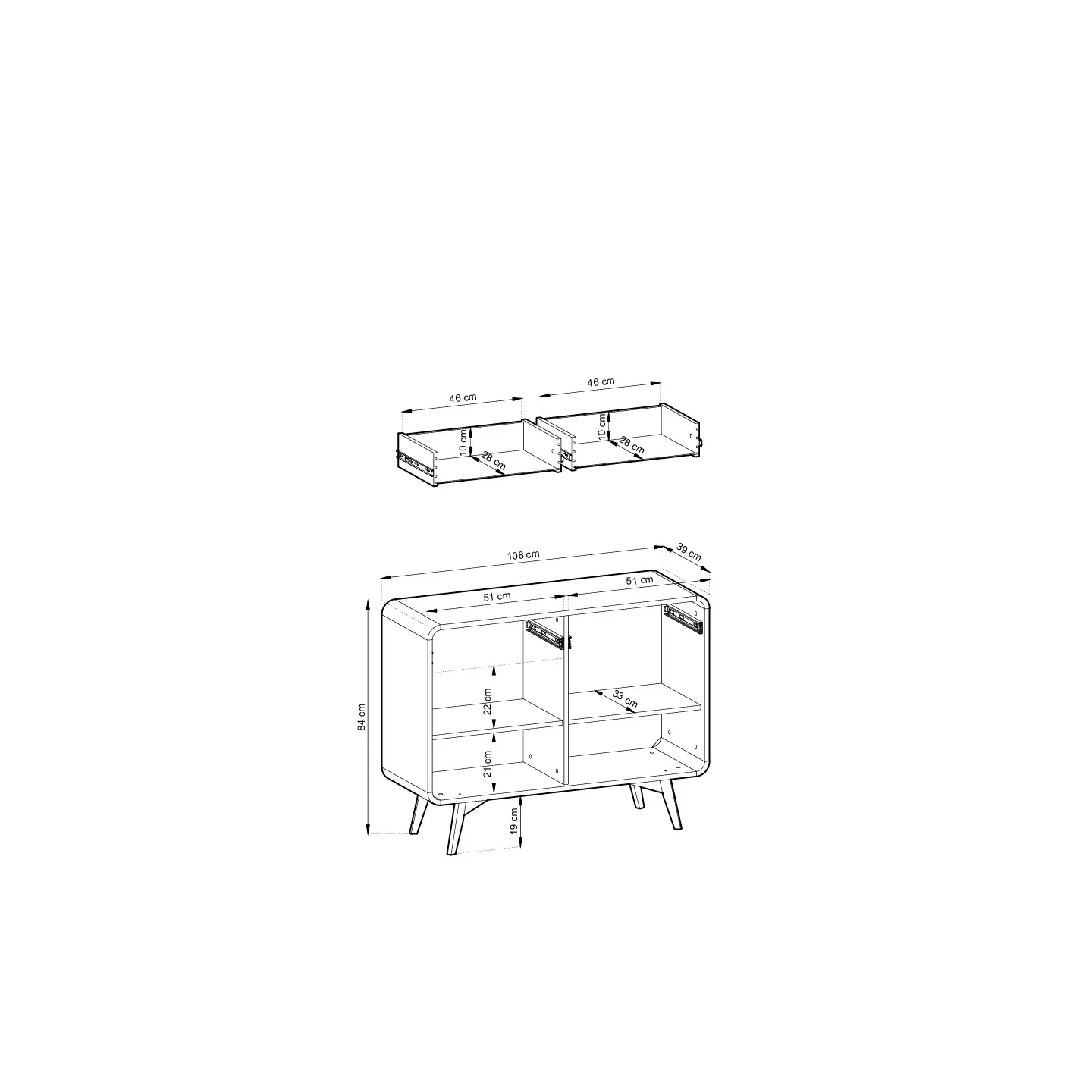 Sideboard HELION Eiche Hell | Skandi Kommode
