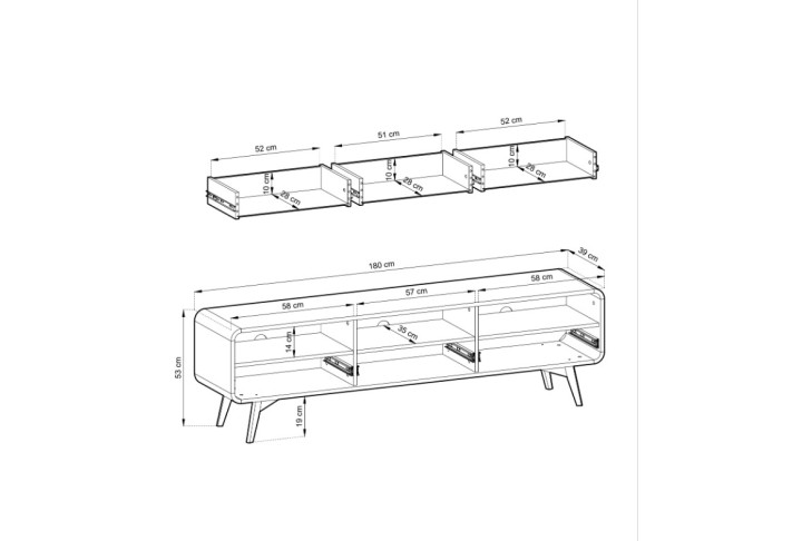 TV-Lowboard HELION RTV180 Wildeiche – skandinavischer TV-Schrank