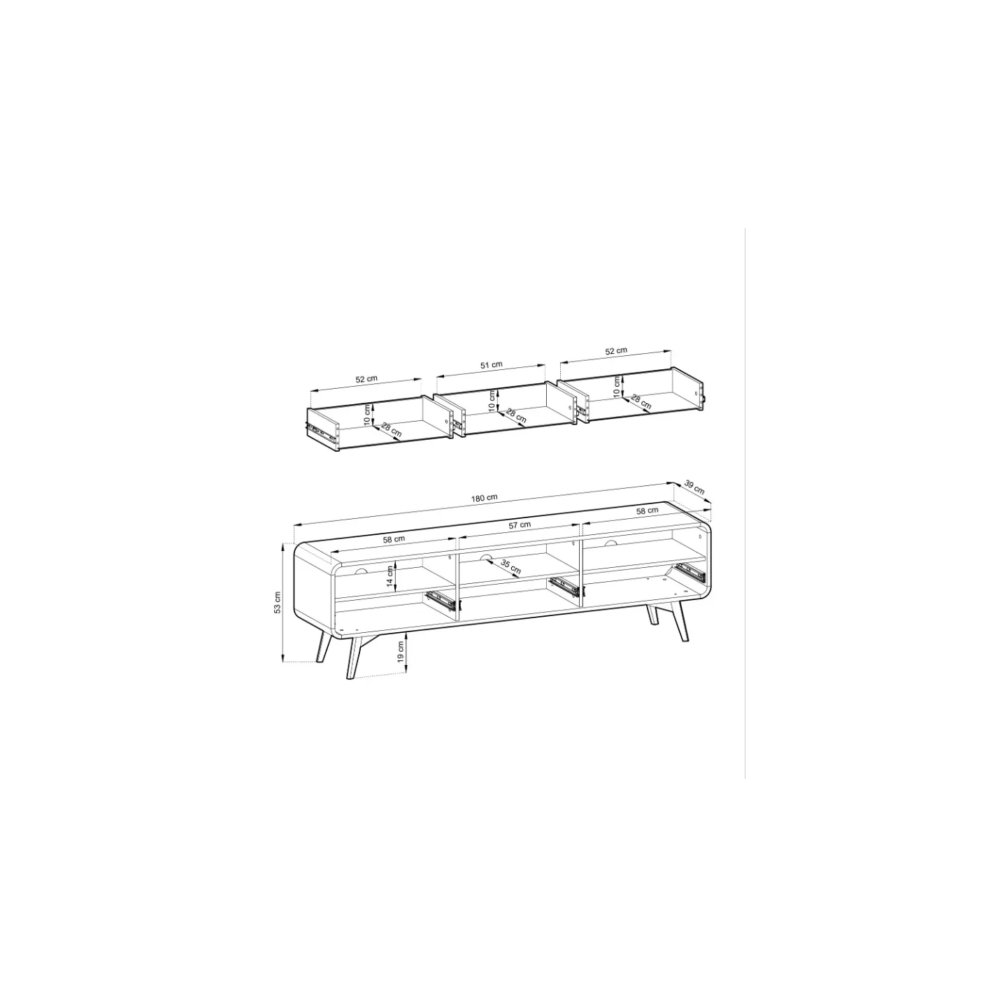 TV-Lowboard HELION RTV180 Wildeiche – skandinavischer TV-Schrank