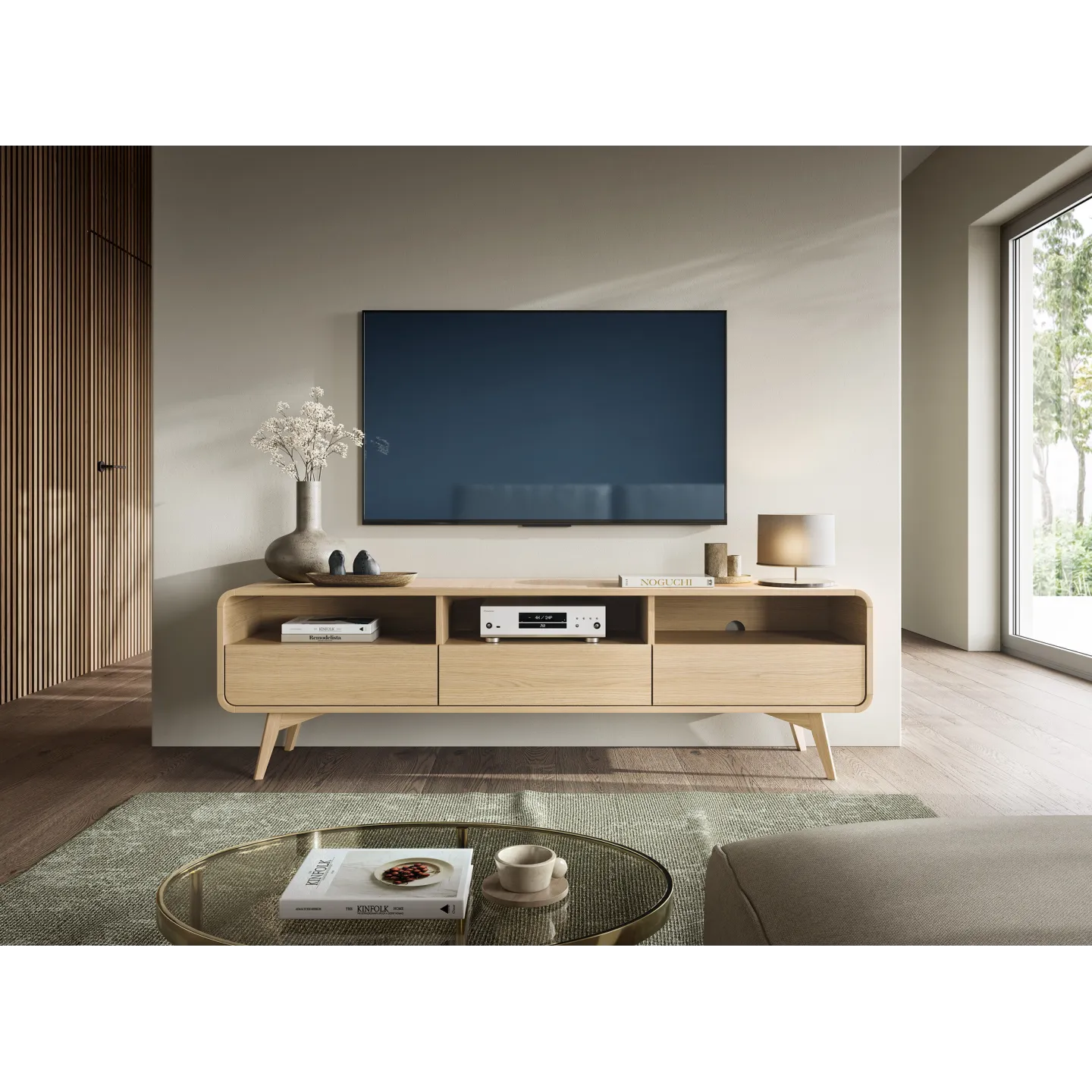 TV-Lowboard HELION RTV180 Wildeiche – skandinavischer TV-Schrank