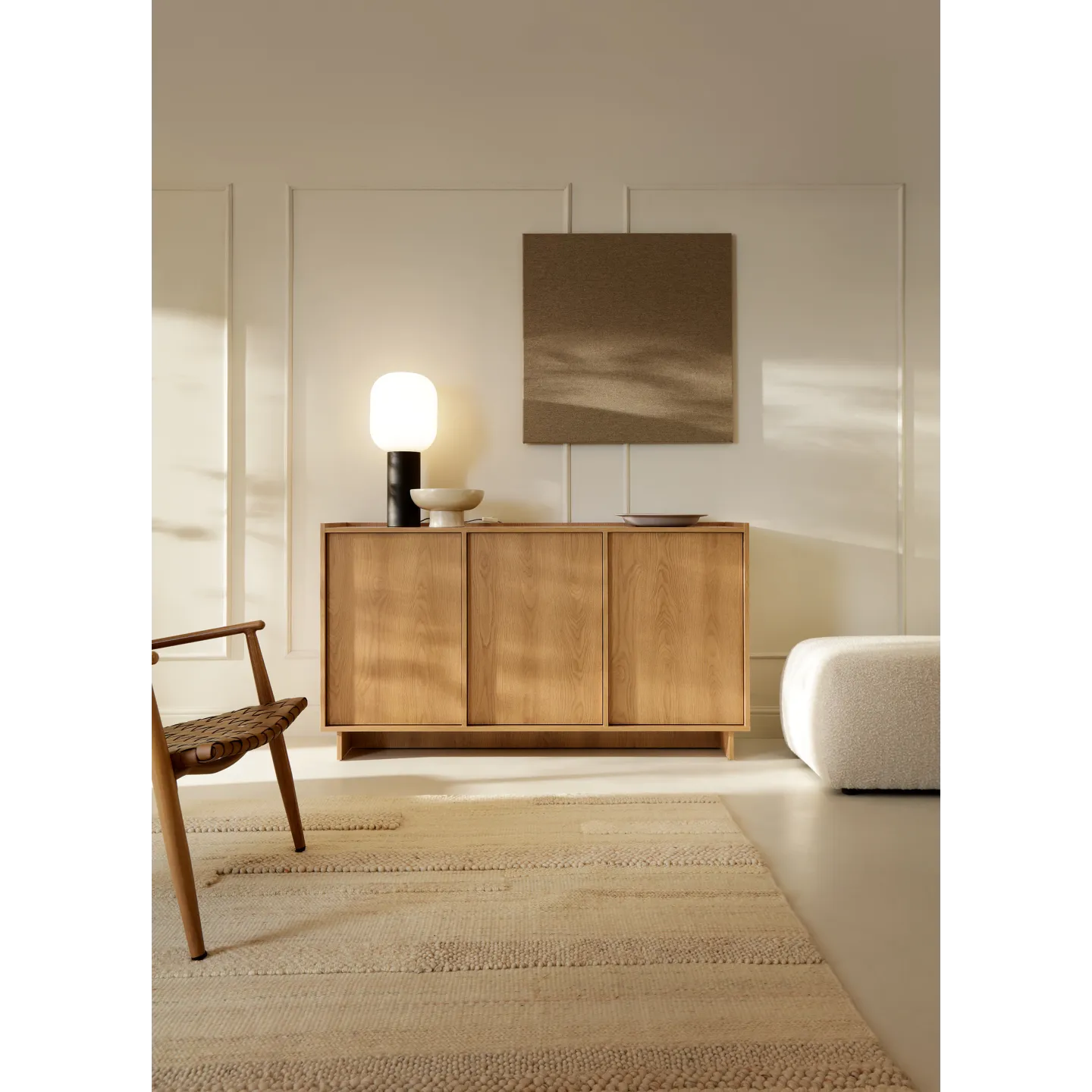 Sideboard Holz Eiche Yasumi K147 | Schiebetüren | Goldstoff24