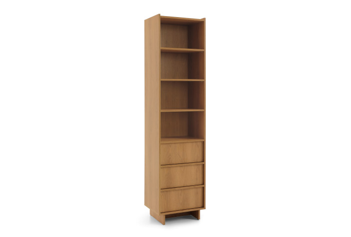 Yasumi R50 Standregal Eiche schmal mit 3 Schubladen | Goldstoff24