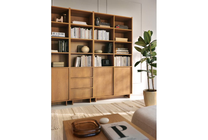 Bücherregal mit Türen aus Holz – Standregal Eiche Natur