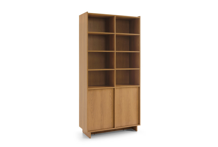 Bücherregal mit Türen aus Holz – Standregal Eiche Natur