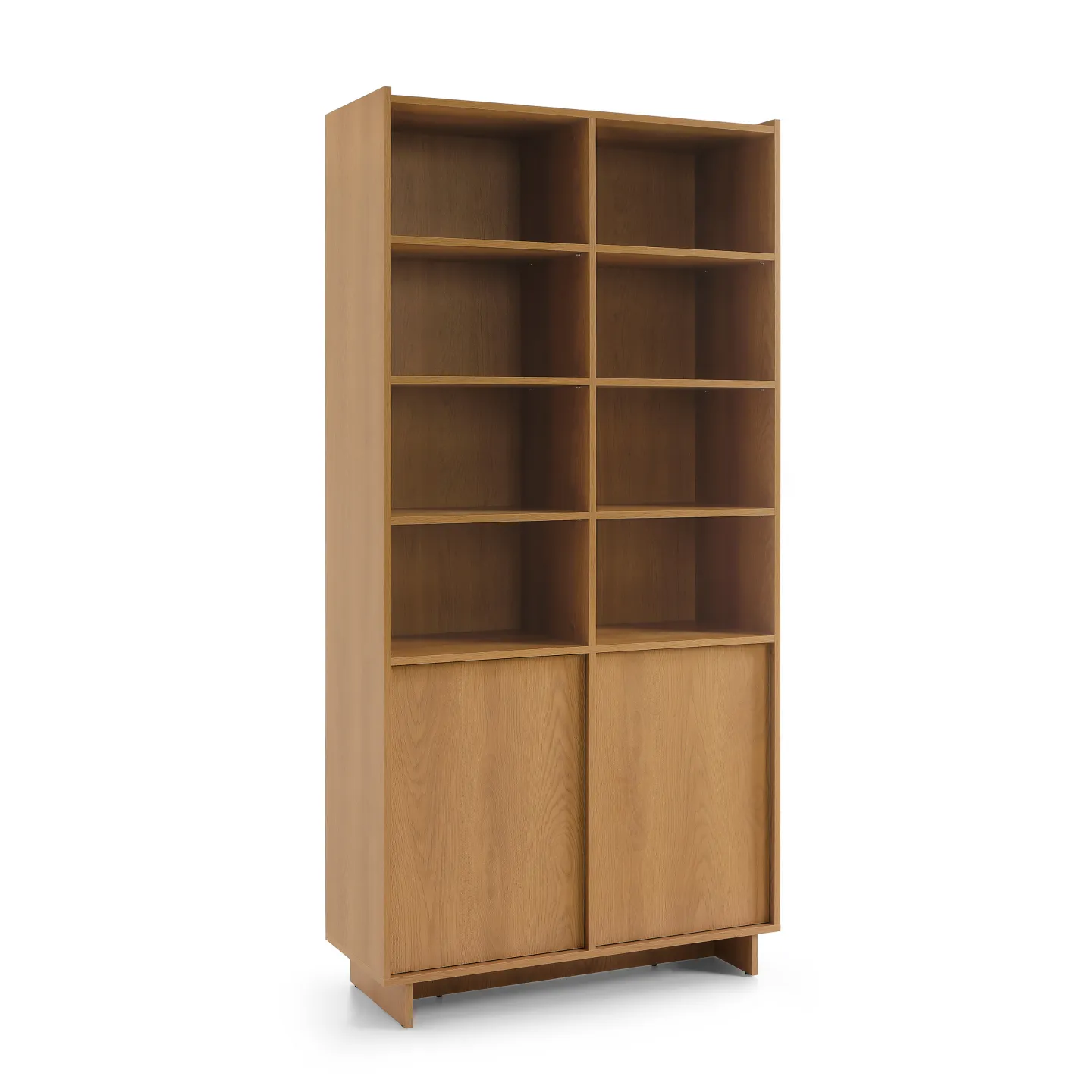 Bücherregal mit Türen aus Holz – Standregal Eiche Natur