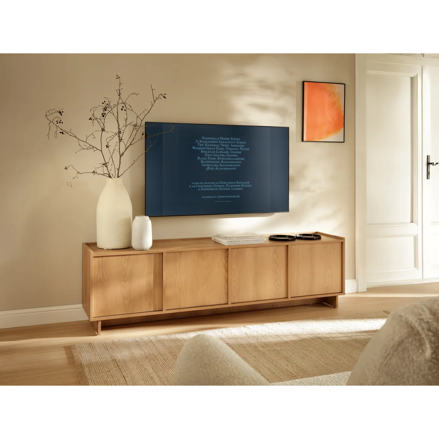 TV-Schrank Eiche Holzoptik Lowboard 175 cm | Yasumi