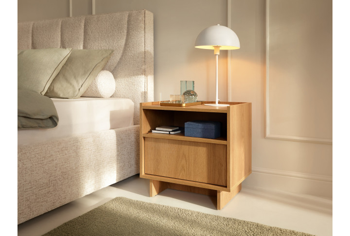 Nachttisch Yasumi S50 Eiche mit Schublade – Nachtkonsole Skandi