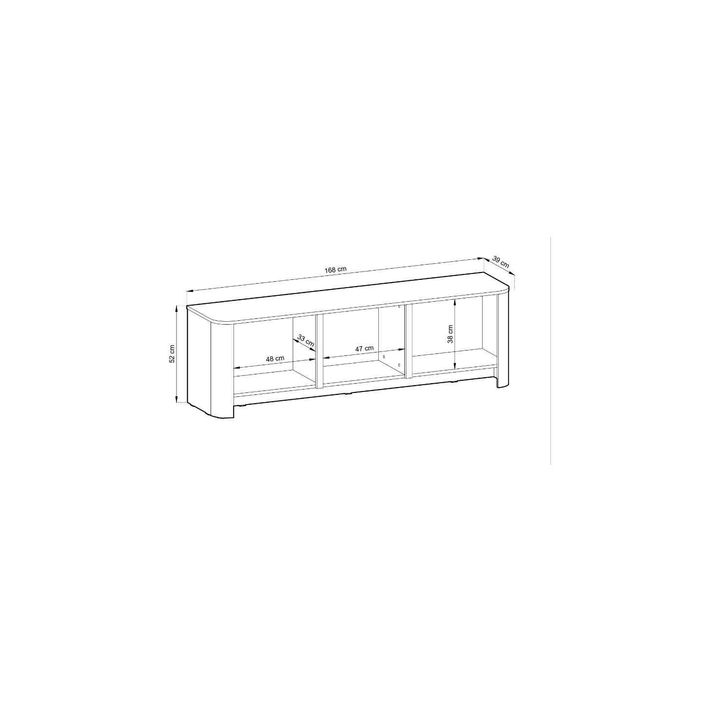 Lowboard BARI RTV Eiche hell 168 cm | TV-Schrank Holzoptik