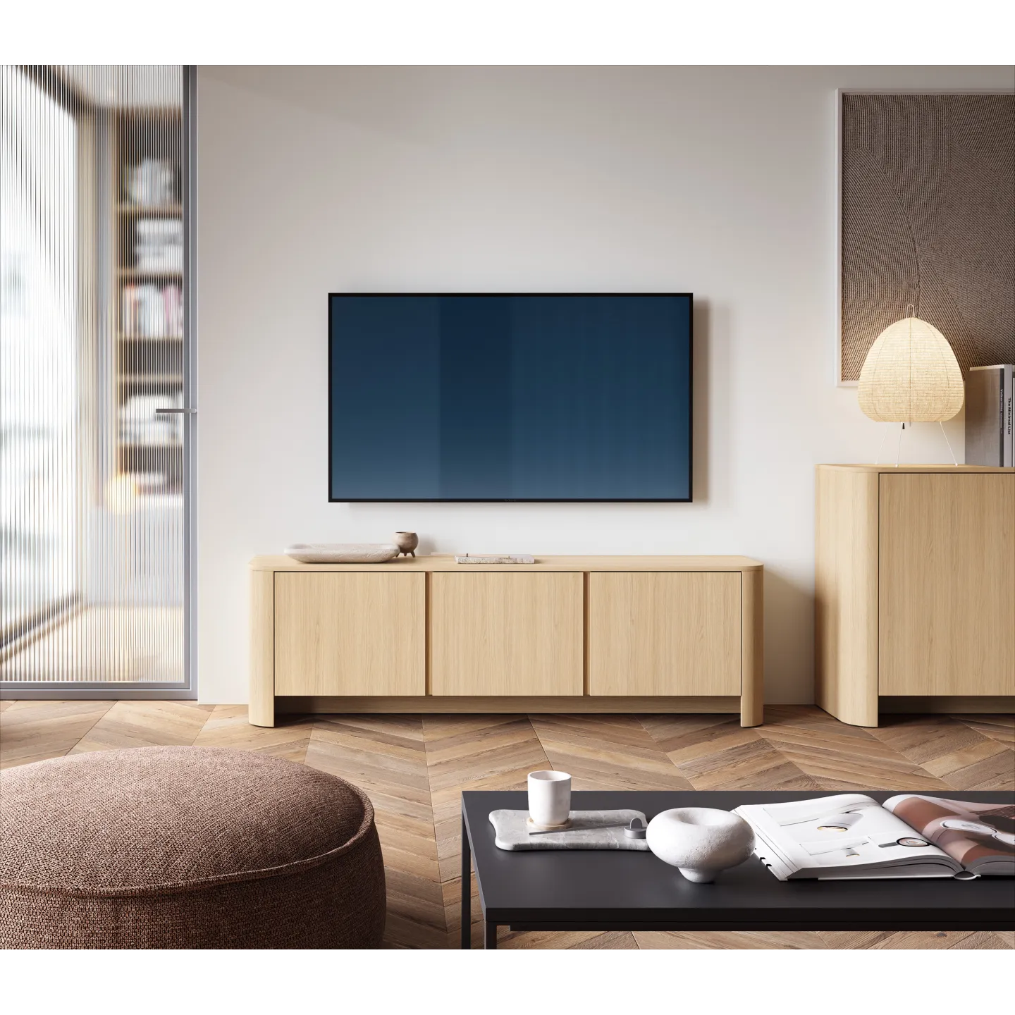 Lowboard BARI RTV Eiche hell 168 cm | TV-Schrank Holzoptik