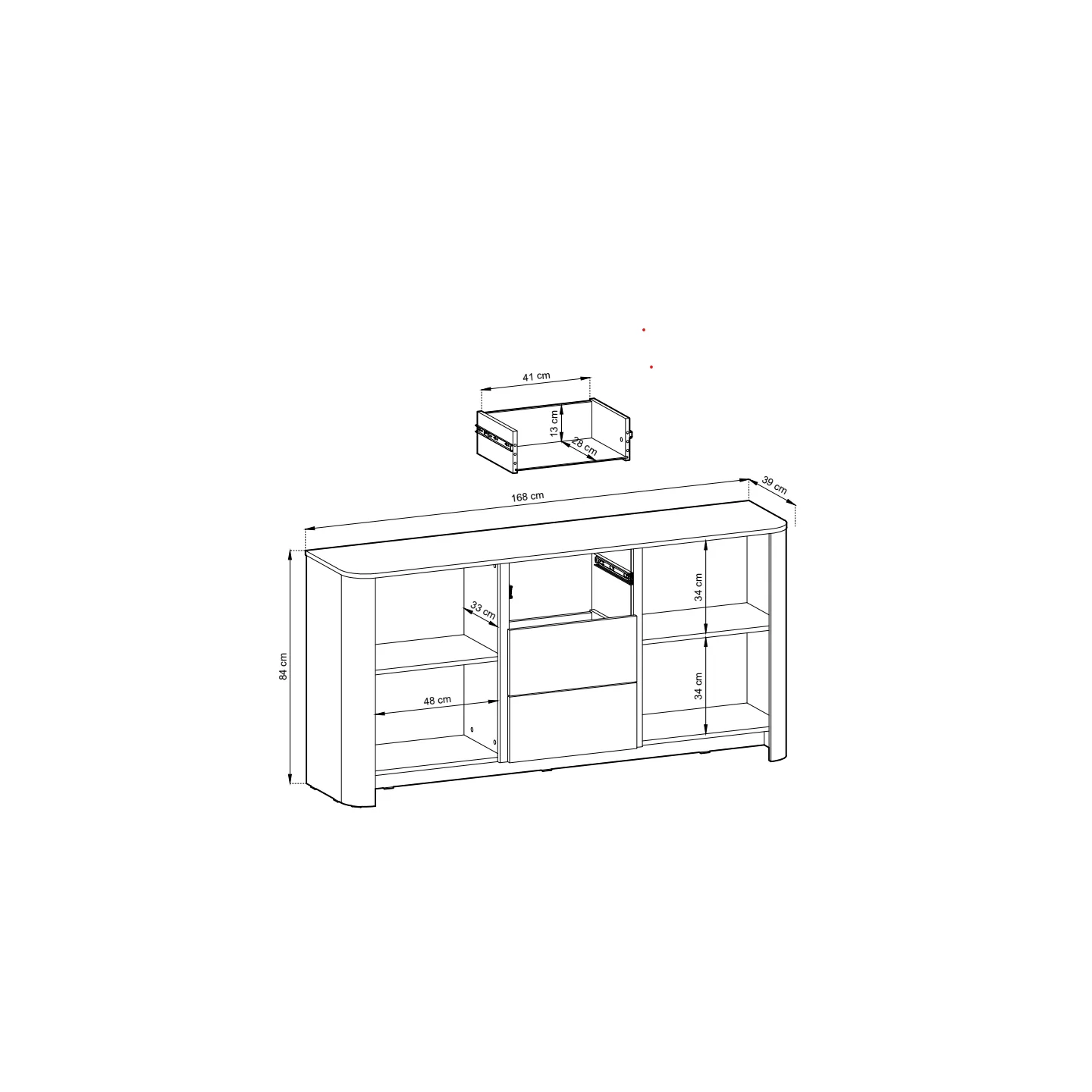 BARI Sideboard 168 cm Kaschmir oder Holzoptik