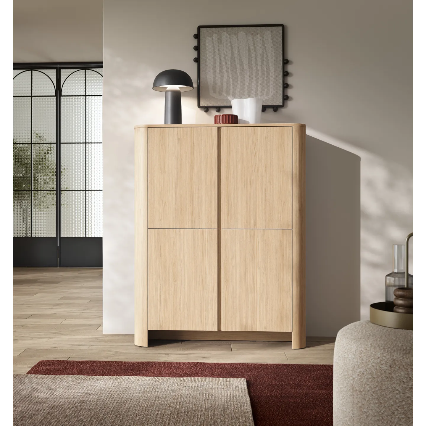 BARI K103 Kommode schmal 4-türig 103x39x132 cm