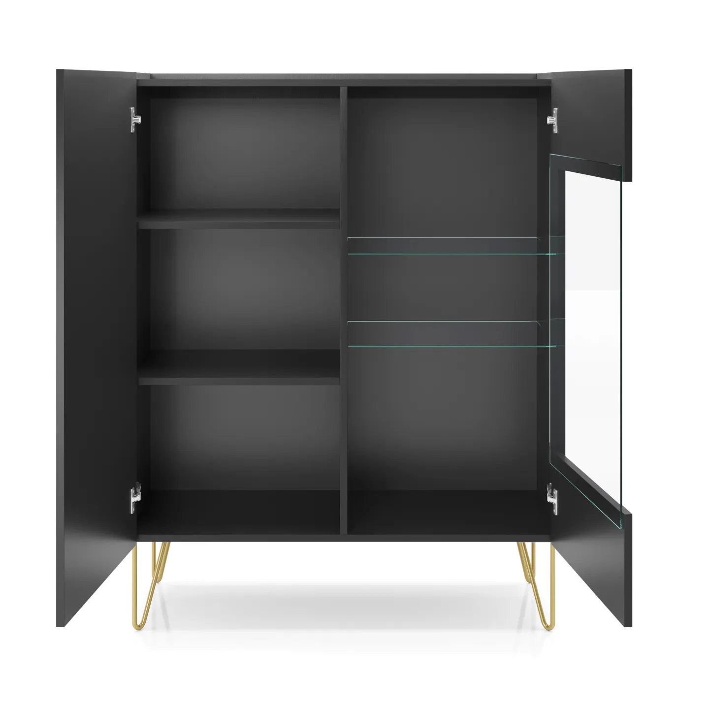 Harmony WT-97 Vitrine Schwarz Matt mit Glas & Gold