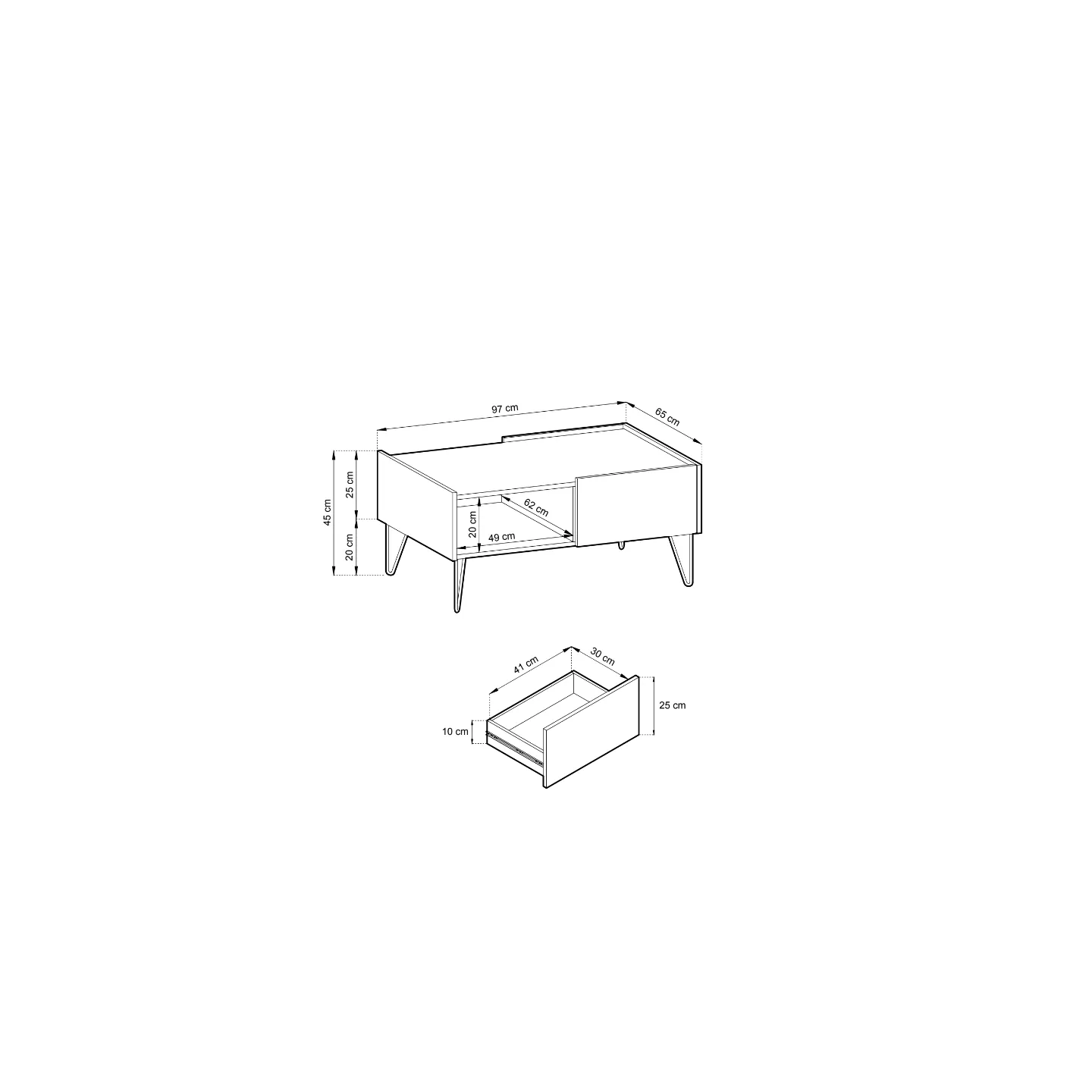 Couchtisch Harmony Schwarz Matt mit Marmoroptik