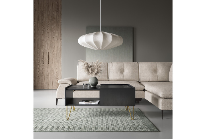 Couchtisch Harmony Schwarz Matt mit Marmoroptik