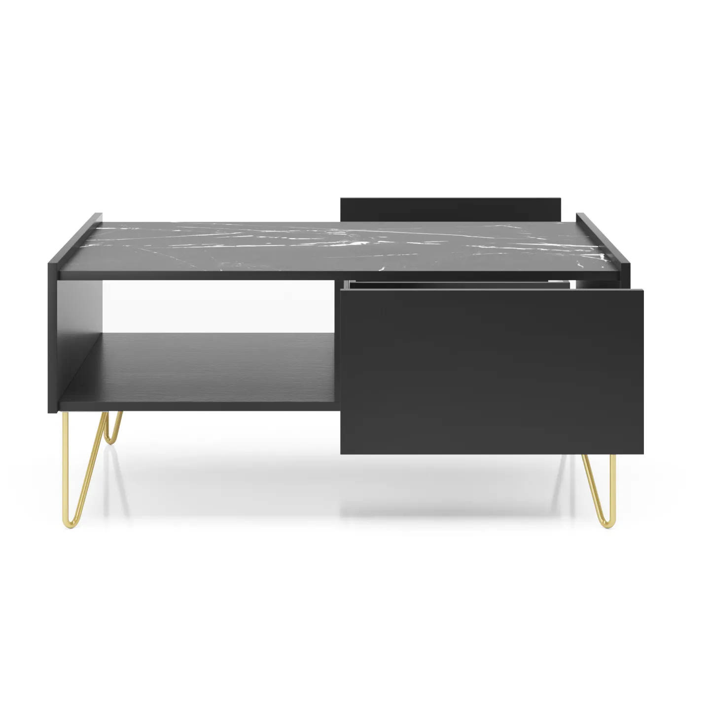 Couchtisch Harmony Schwarz Matt mit Marmoroptik