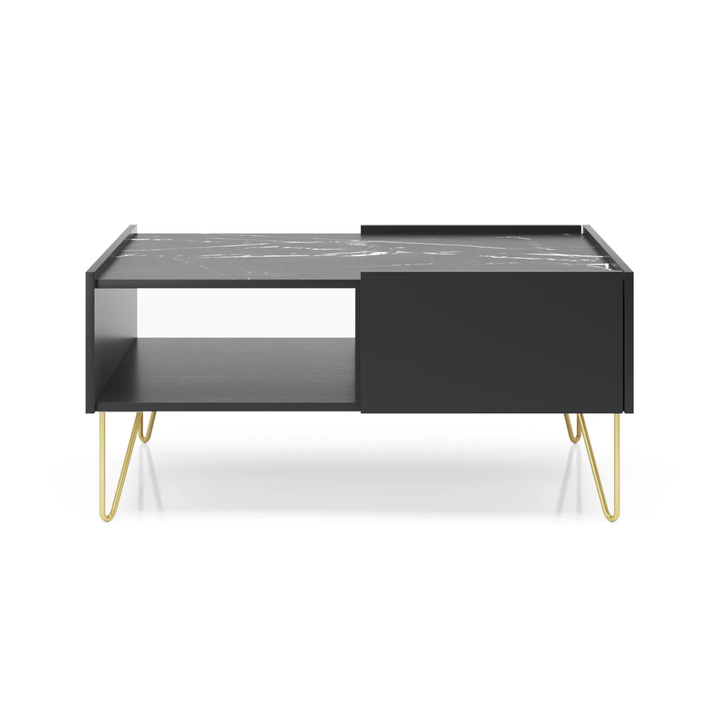 Couchtisch Harmony Schwarz Matt mit Marmoroptik