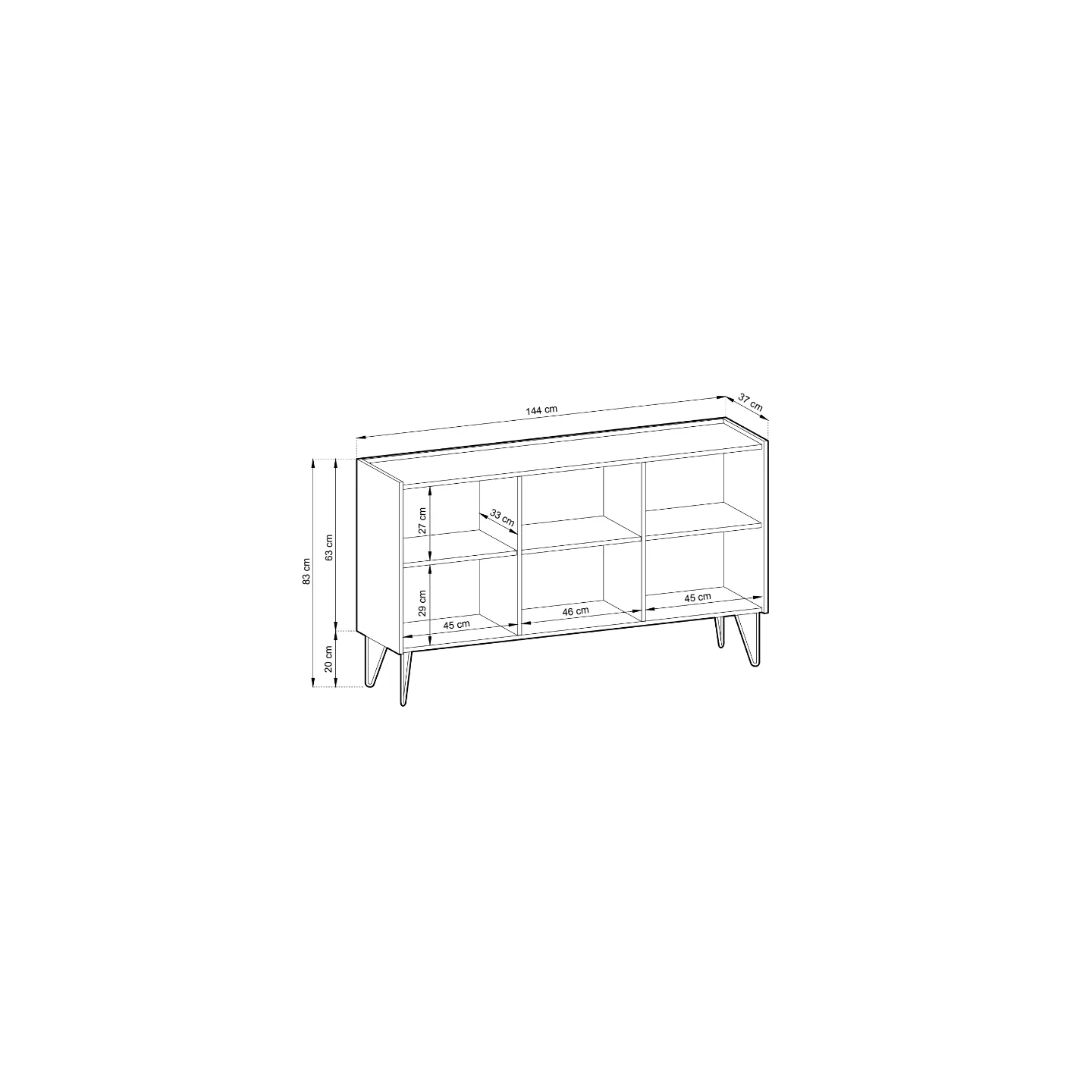 Harmony K-144 Sideboard Schwarz Matt mit Marmoroptik